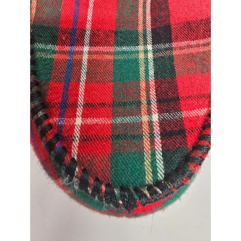 NWT Gymboree Red Plaid  Slipper Shoe with fur lining/gripper sole size kids 2-3